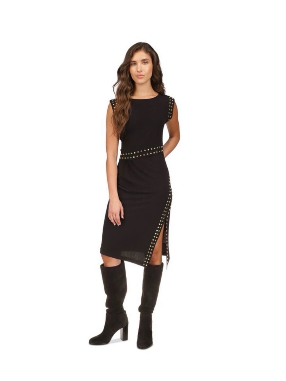 Michael Kors Astor Studded side slit dress! Size Large! Like new